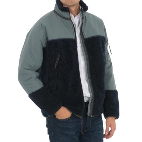 Men's J. Crew Nordic Full-Zip Sherpa Fleece Blue Winter Jacket - XS - Picture 1 of 10
